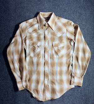 Career Club Vintage Slim Fit Plaid Western Shirt with Pearl Snaps